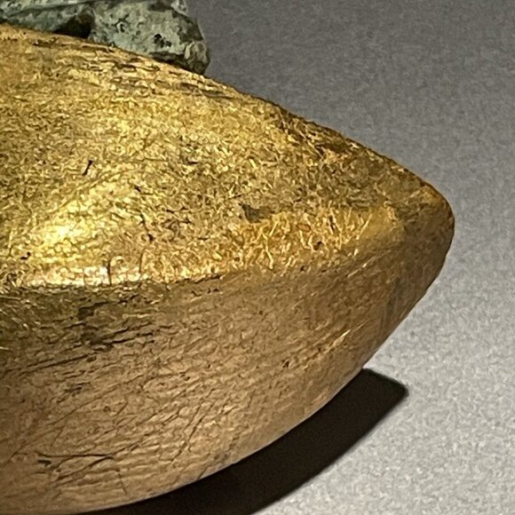 Antique Egyptian Thoth As Ibis Bronze & Wood Gold Leaf Gilt Bird Figurine Estate - Picture 13 of 16